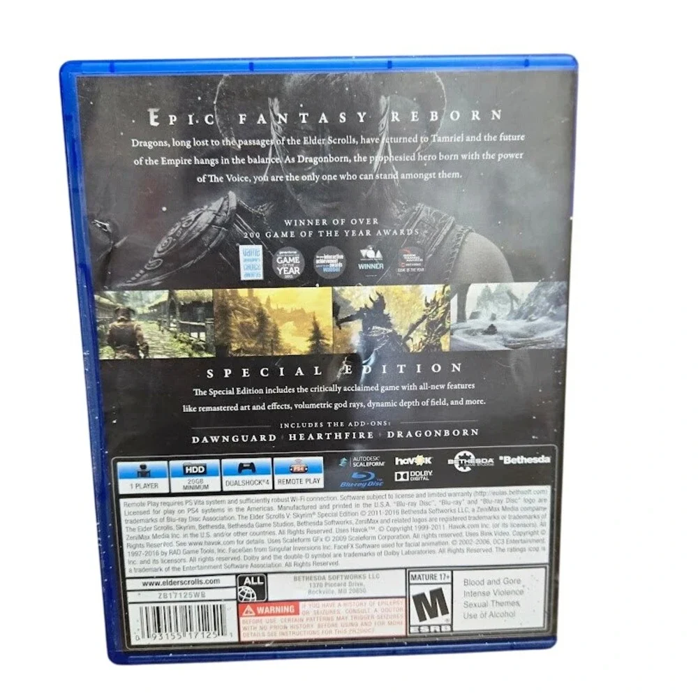 The Elder Scrolls V‎ Skyrim Special Edition PS4 Video Game Complete EUC